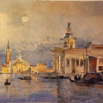 Dogana mit San Giorgio, Aquarell